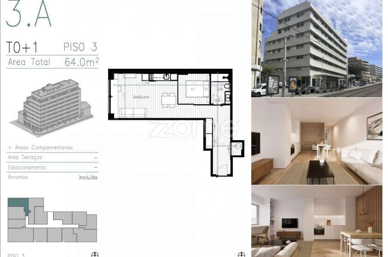 Apartamento T0+1 em Matosinhos Sul - Grande imagem: 3/4