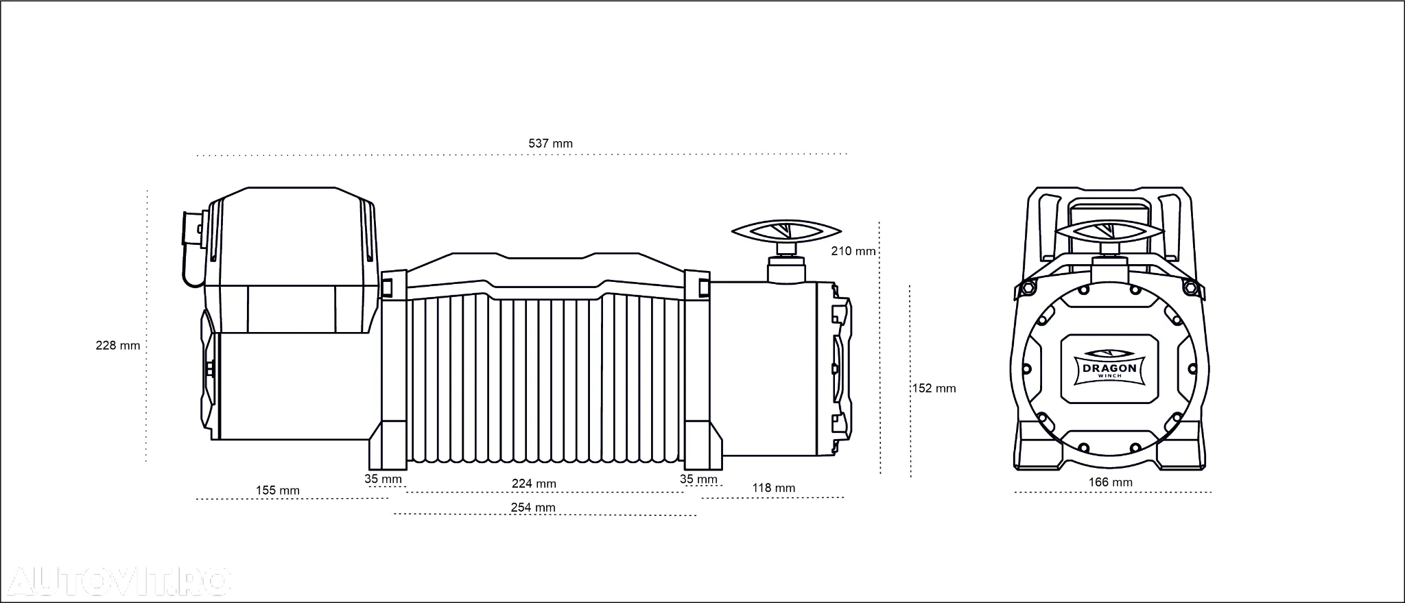 troliu model nou DRAGON WINCH HD 13000lbs(5897 kg) 24V - 7
