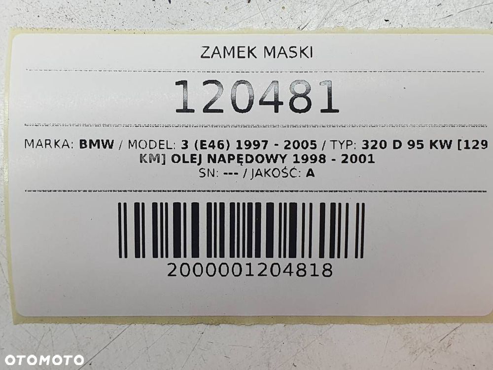 ZAMEK MASKI PRZÓD PRZEDNI LINKA BMW 3 E46 - 6