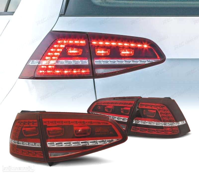 FAROLINS VOLKSWAGEN VW GOLF 7 12-17 LOOK GTI LEDS INDICADORES DINÂMICOS VERMELHO - 1
