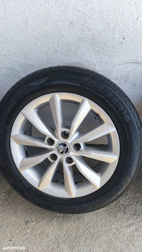 Set jante aliaj Skoda Minoris 6,5J x 16 ET 46 5x112 se vand cu sau fara anvelope (2 sunt bune, 2 nu) 205/55/16 - 4