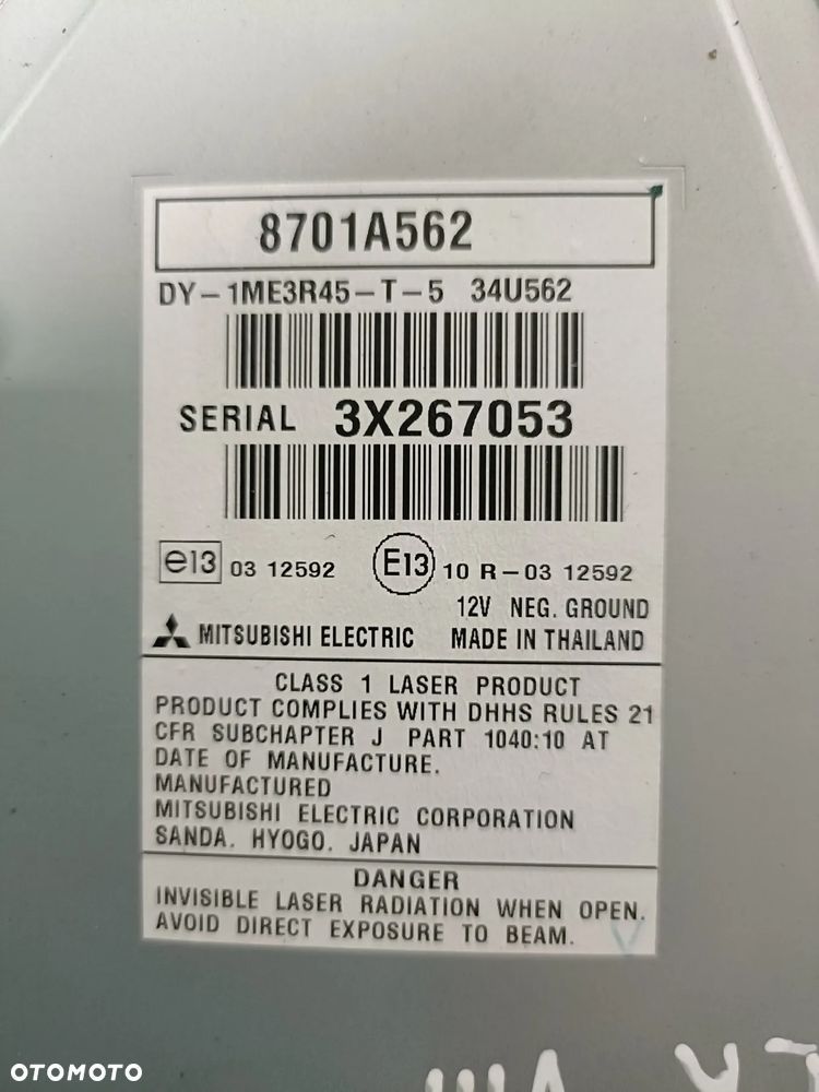 MITSUBISHI LANCER X VIII 07-15 r. RADIOODTWARZACZ RADIO 8701A562 * - 3