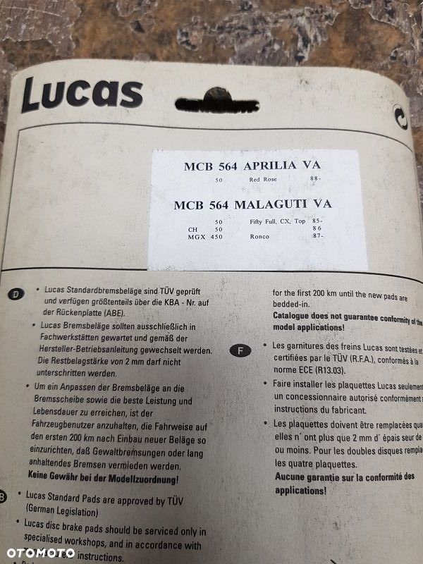 Klocki hamulcowe Lucas MCB 564  Aprilia / Derbi / Simson / Malaguti - 4