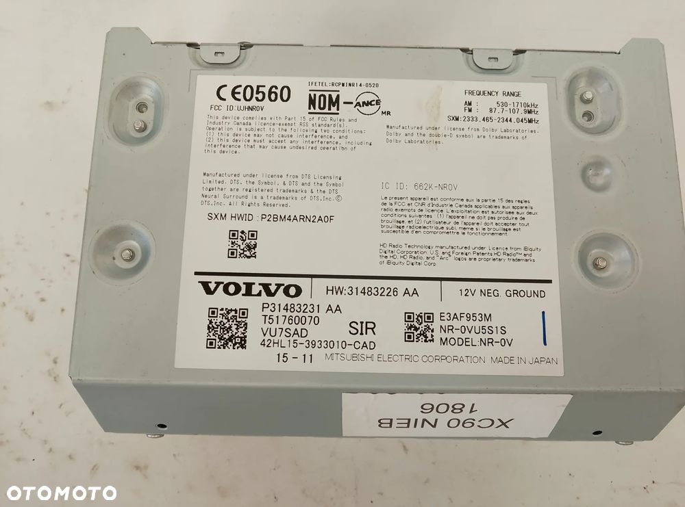 Radio Navi Radioodtwarzacz Volvo XC90II 31483231 - 1