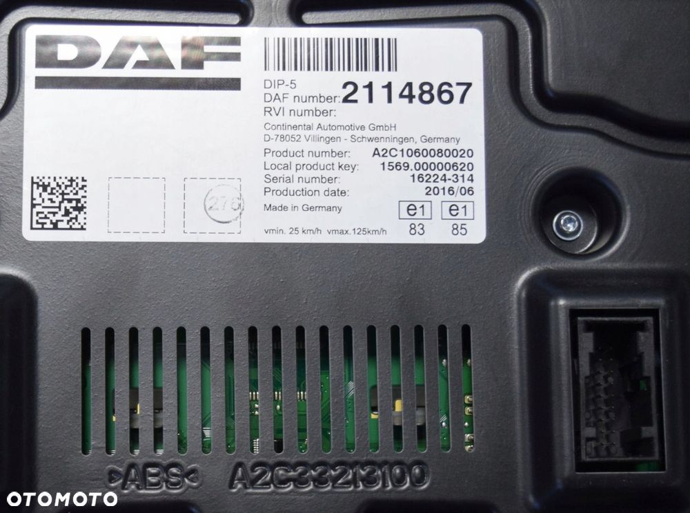 LICZNIK ZEGARY DAF XF106 EURO 6 2114867 - 3