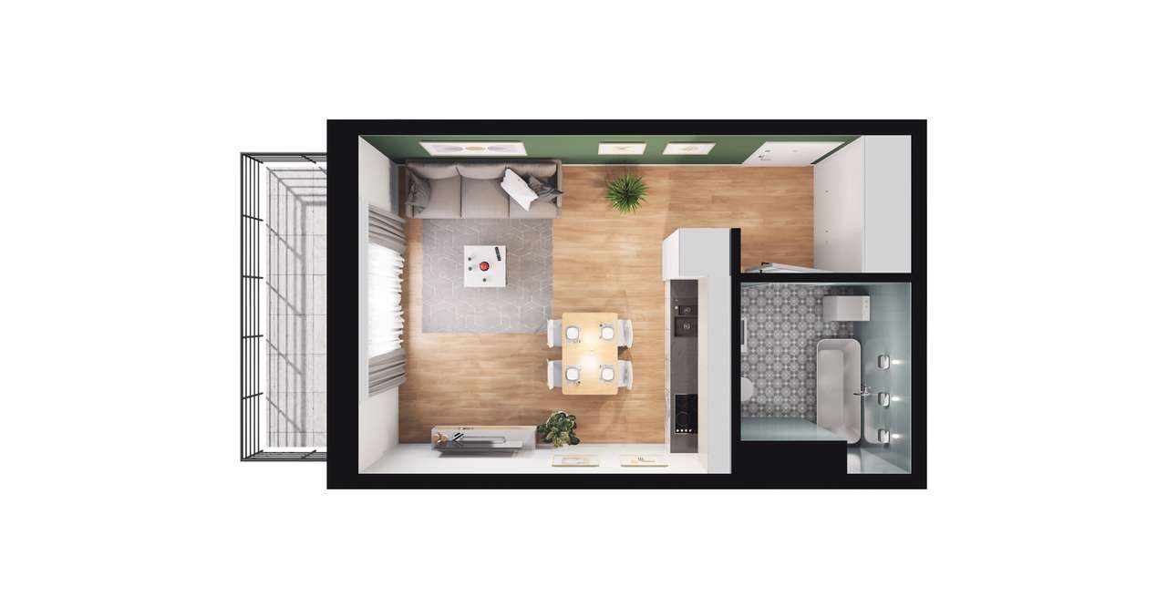 1-pokojowe mieszkanie 27m2 + balkon - Pełny obrazek: 3/24