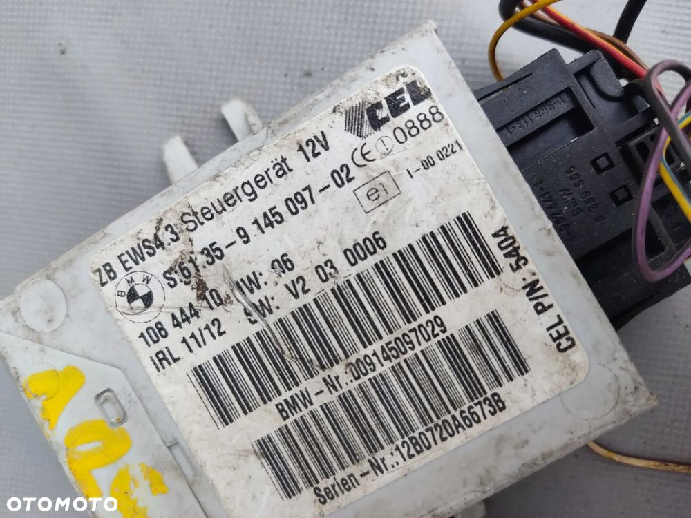 BMW E38 E39 E46 E52 X5 E53 X3 E83 Z4 MINI R50 R52 R53 MODUŁ IMMOBILIZERA KLUCZYK 9145097 - 2