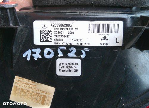 MERCEDES C KLASA W205 LED KOMBI LIFT LEWA ORYGINAŁ A2059062805 - 9