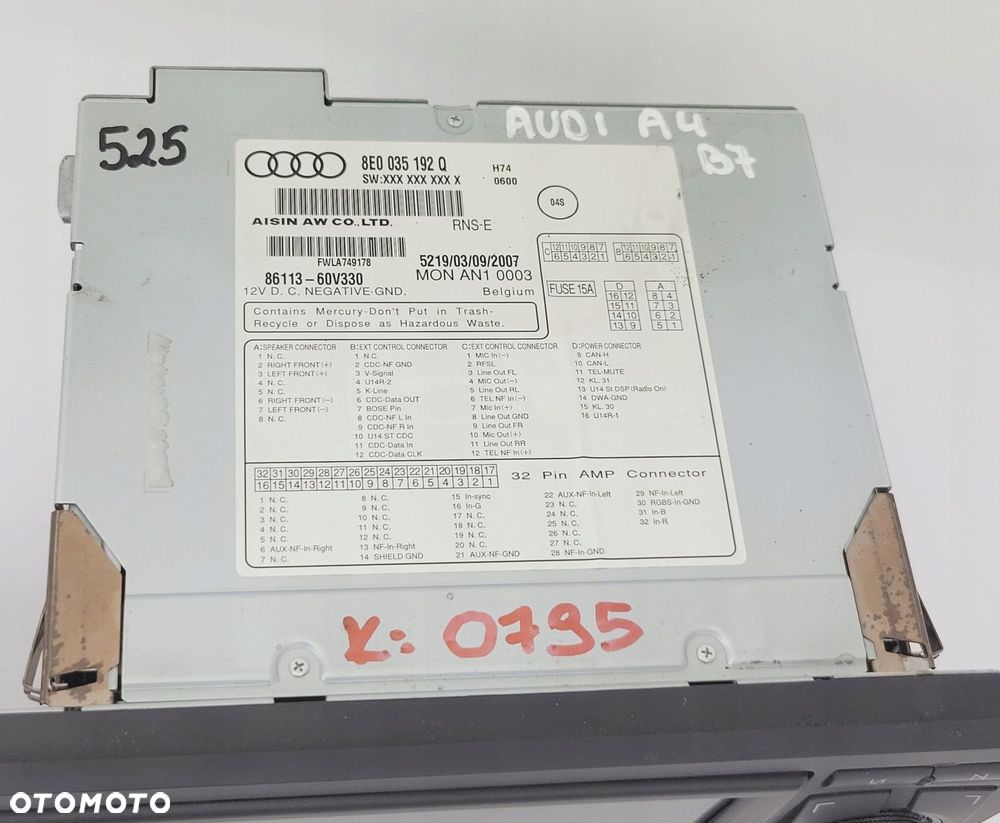 AUDI A4 B6 B7 RNS-E RADIO NAWIGACJA NAVI KOD MENU PL 8E0035192Q - 8
