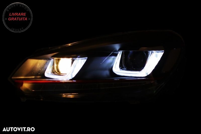 Faruri si Stopuri Full LED VW Golf 6 VI (2008-2013) R20 U Design cu Semnal LED Din- livrare gratuita - 7