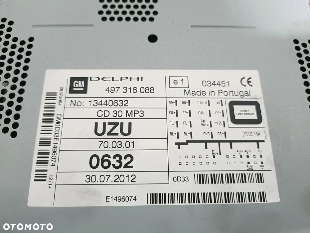 OPEL CORSA IV D 06-14 LIFT 1,2 B radioodtwarzacz radioodbiornik radio 13440632 DELPHI 497316088 * - 3