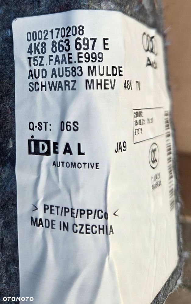 audi rs7 s7 a7 c8 tapicerka wykładzina bagażnika koła zapasowego 4k8863697e - 2