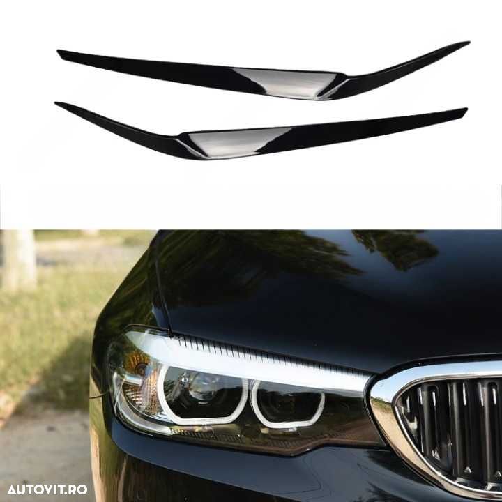 Set 2 Pleoape Faruri Far BMW G30 G31 G38 F90 2017-2021, Negru Lucios - 1