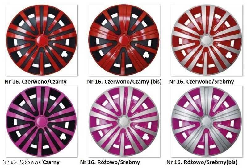 NOWE KOLPAKI 15 CALI 14 Cali Nr 16 Czerwone Różowe VW Audi skoda Opel - 1