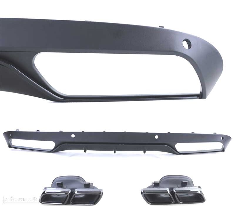 DIFUSOR MERCEDES CLASE C W205 SEDAN 14-18 LOOK AMG PRETO MAT + PONTEIRAS ESCAPE - 3