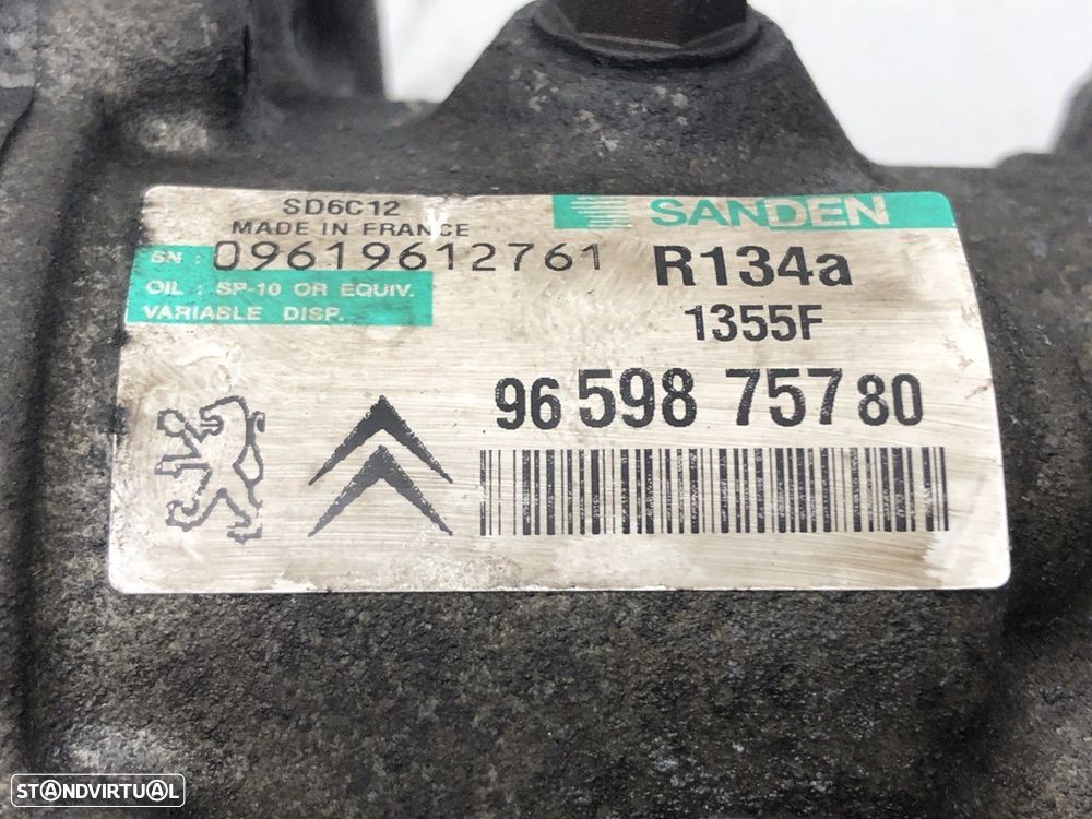 Compressor de ar condicionado PEUGEOT 207 1.6 HDi | 02.06 - REF. 96 598 757 80... - 5