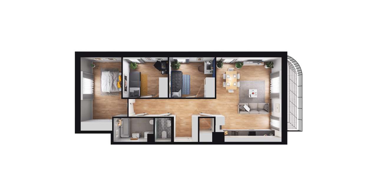 4-pokojowe mieszkanie 72m2 + loggia Bezpośrednio