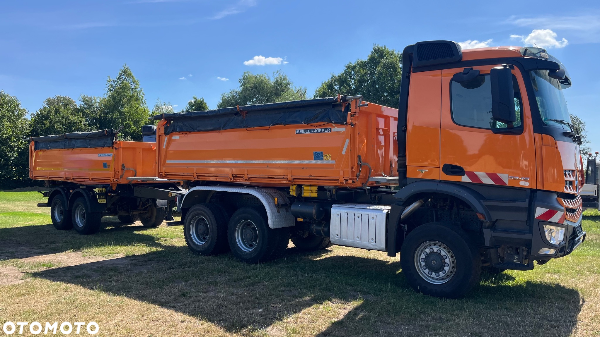 Mercedes-Benz Arocs 3345 6x6 Wywrotka Meiller Kipper + Przyczepa Meiller Kipper (nie 6x4, 8x8, 8x4, 6x2) z Niemiec. Silnik 13l, Hydraulika, nie hydroburta 6x6 Arocs Actros 3345 wywrotka Meiller Duży Silnik Reduktor Napędy na Wał - 17