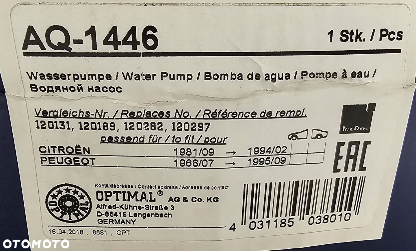 NOWA POMPA WODY CITROEN C25 / PEUGEOT 504 505 - AQ-1446 - 4