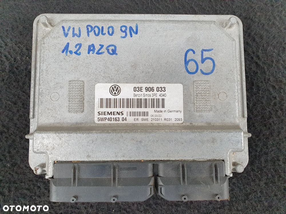 VW POLO IV 9N 1.2 12V AZQ ECU STEROWNIK SILNIKA KOMPUTER 03E906033 VOLKSWAGEN SIEMENS POSIADAM 4 SZT - 1