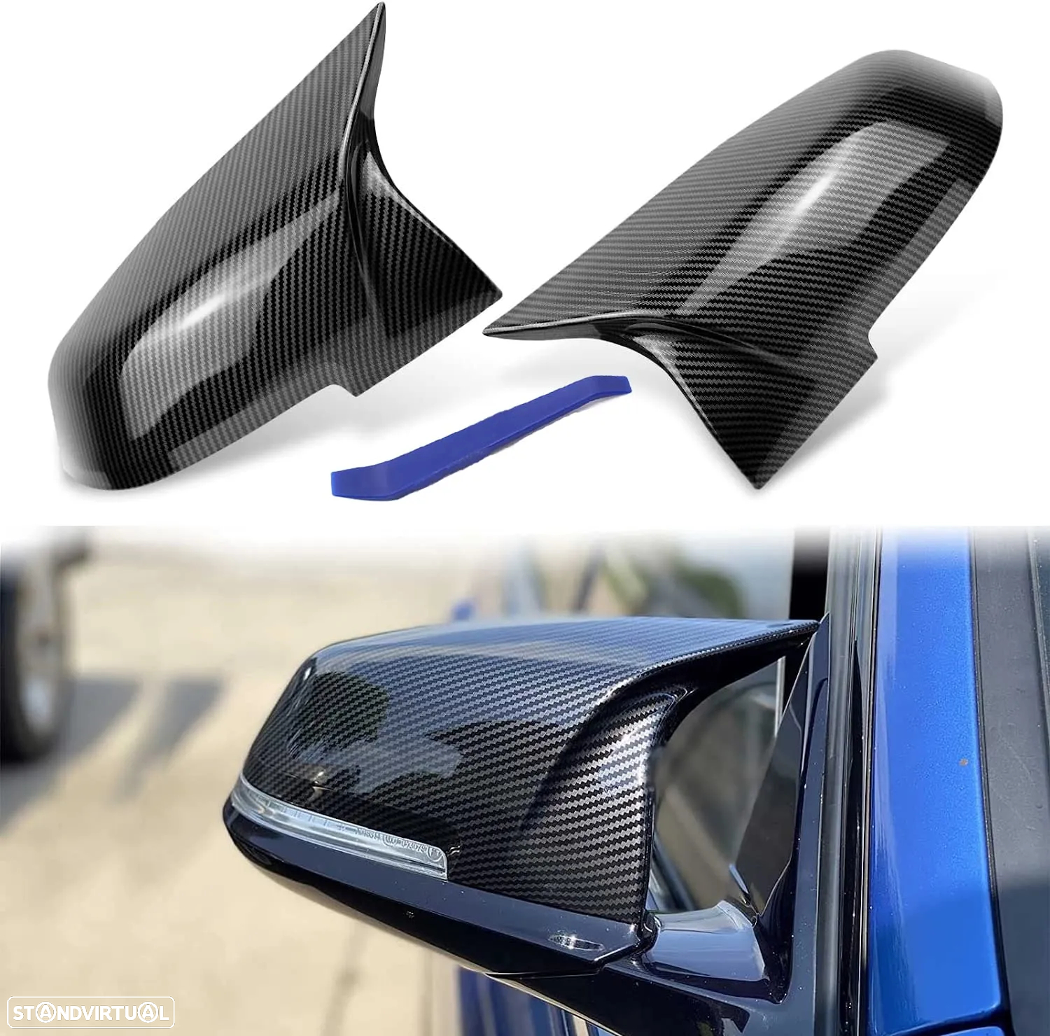 PROMOÇÃO Capas Retrovisor Preto Piano ou Carbono BMW séries 1 2 3 e 4 - 3