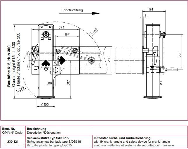 Noga podporowa uchylna S/DS615 Haacon - 2