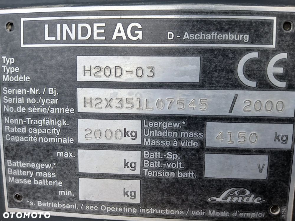 Linde H20D-03 2000rok waga pozycjoner przesuw kabina - 14