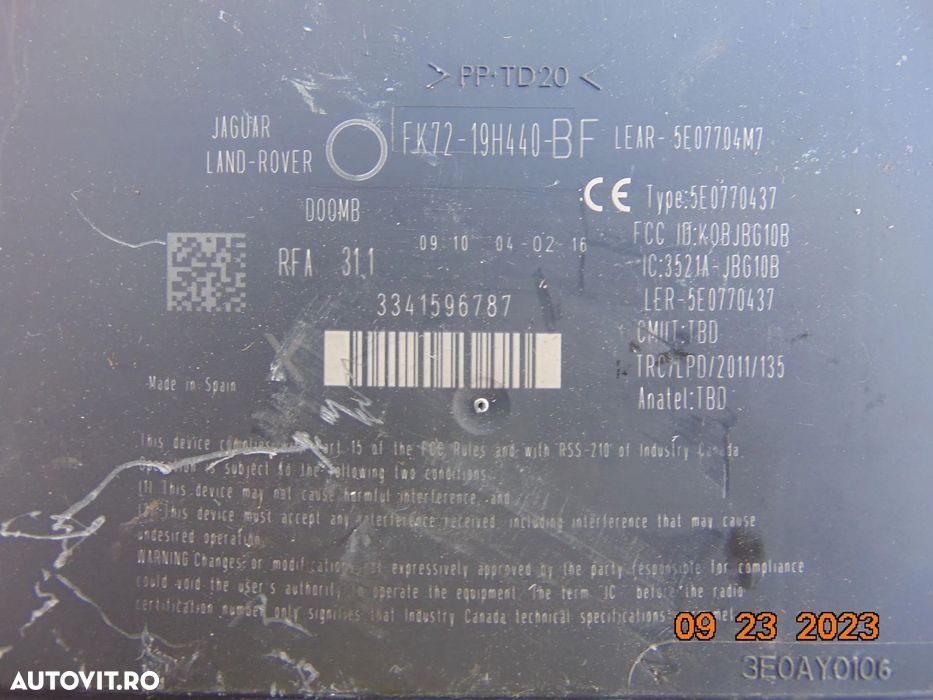 Modul keyless go range Rover Sport l494 2013-2022 discovery 5 discover - 2