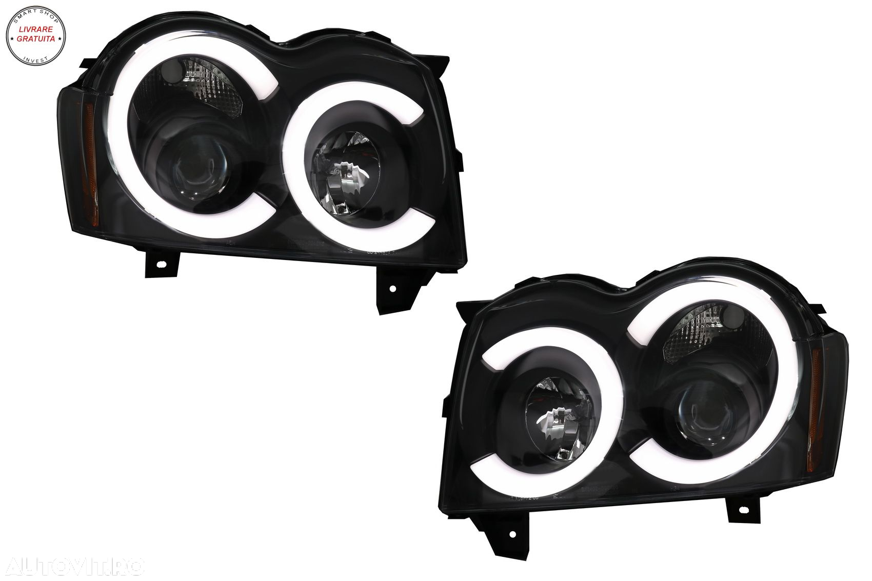 Faruri Angel Eyes TUB LED Jeep Grand Cherokee WK (2005-2008) Negru- livrare gratuita - 6