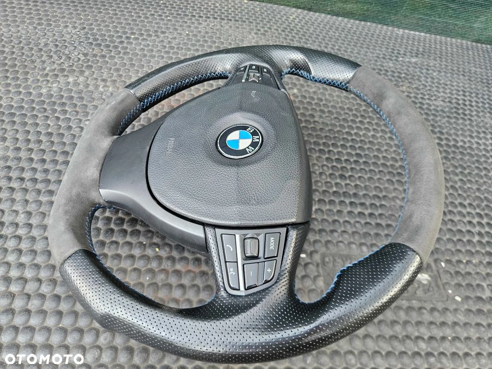Kierownica Ścięta Trzy 3 Ramienna Pikowana Skóra Ancantara Multifunkcja Sterowanie AirBag Poduszka BMW 5 F10 F11 - 10