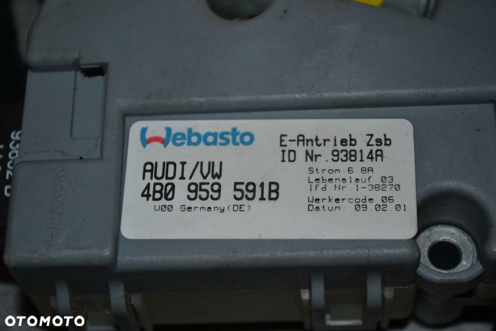 VW AUDI SEAT SKODA SILNICZEK SZYBERDACHU WEBASTO ORYGINAŁ 4B0959591B - 3