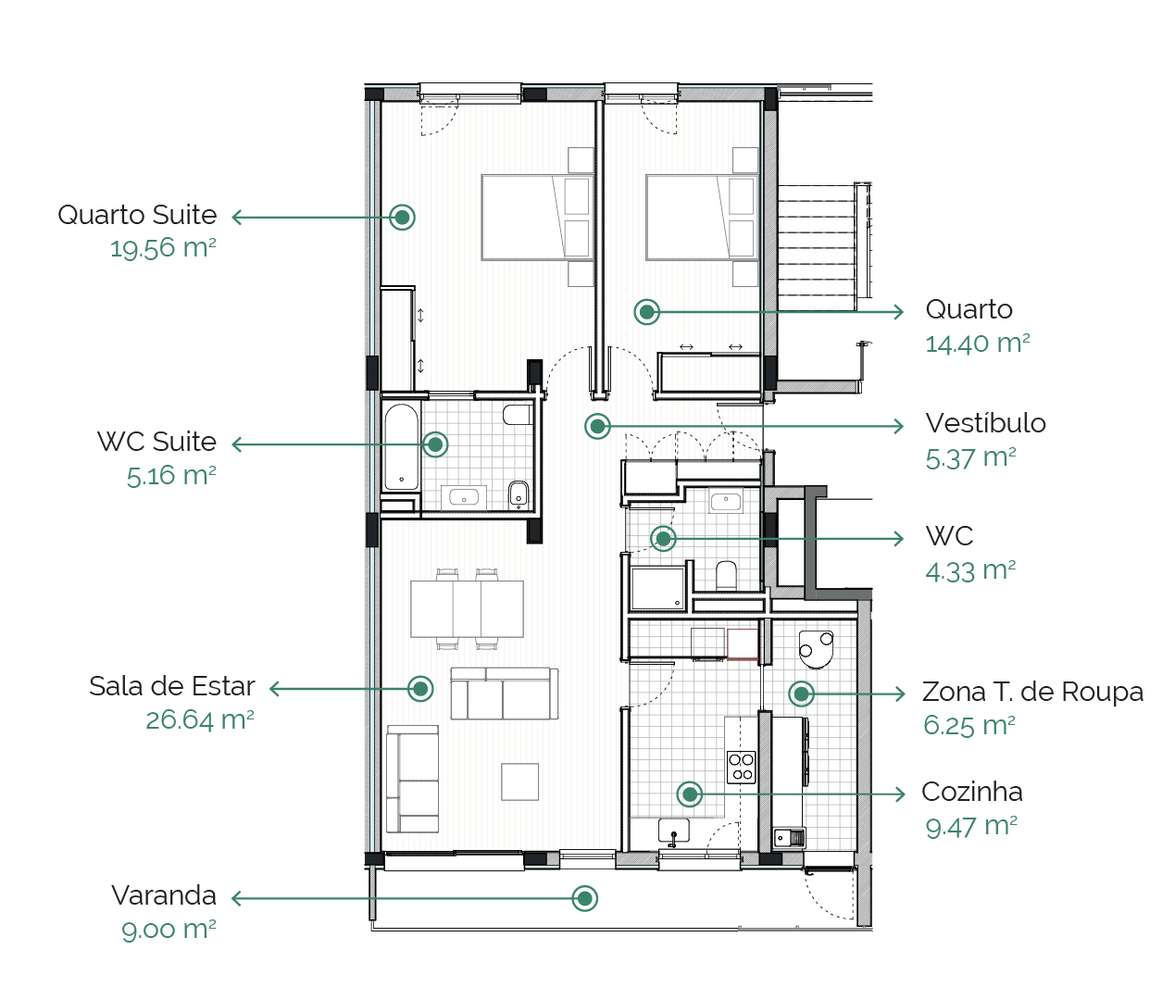 Paim Prestige - Apartamento T2 - Grande imagem: 5/6