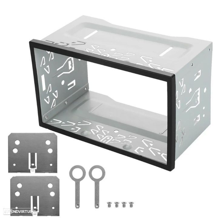 Moldura auto rádio 2 Din universal multimarcas + aro de acabamento - 1