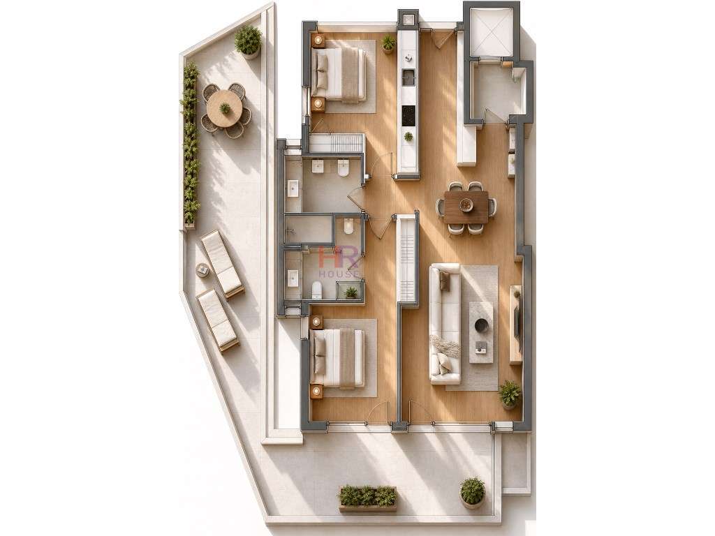 Apartamento T2 contemporâneo em construção, com varandas e vista pa... - Grande imagem: 3/10