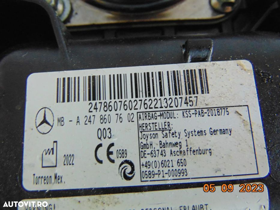 Airbag pasager Mercedes GLB X247 2019-prezent - 3
