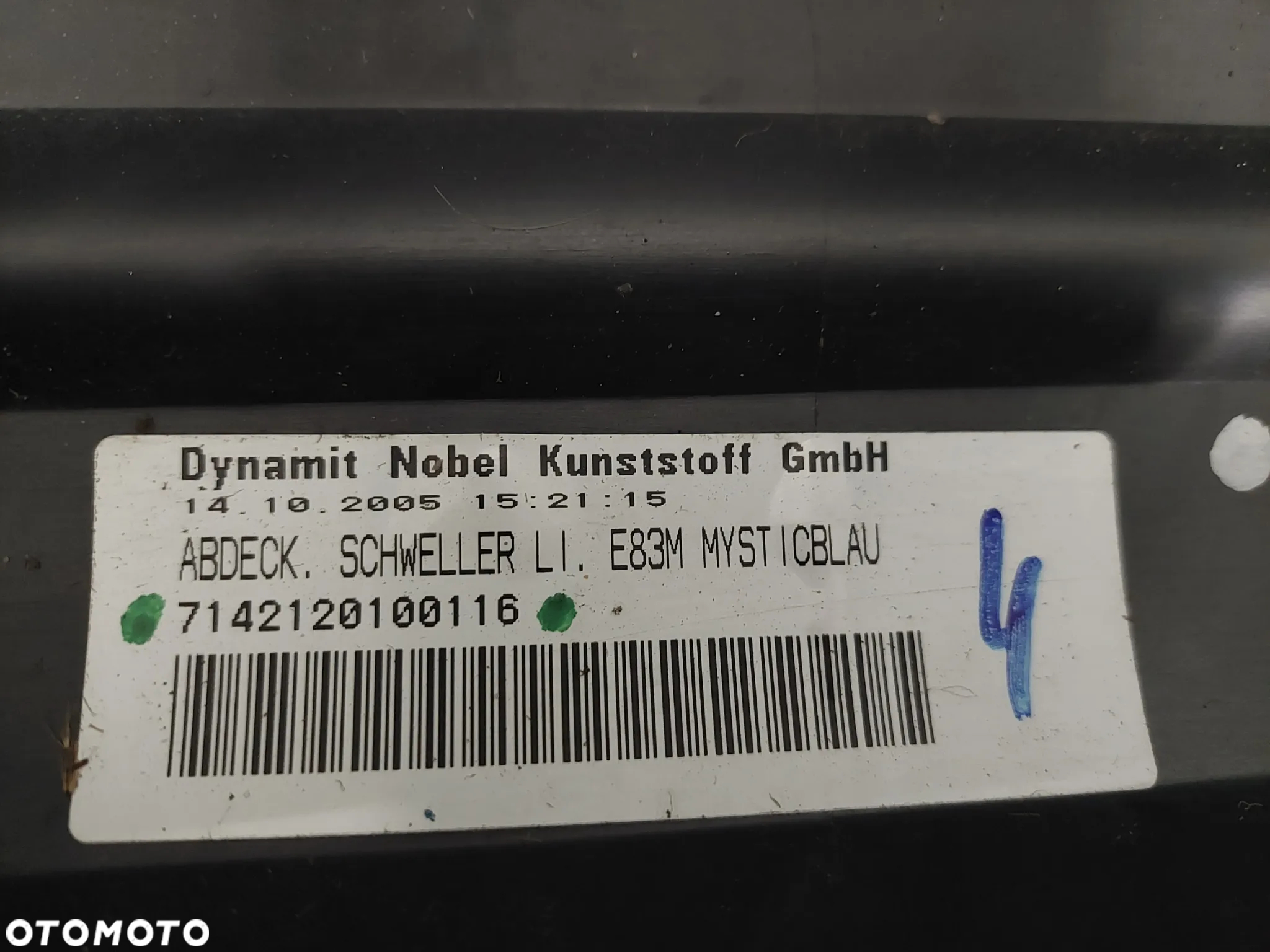 LISTWA NAKŁADKA PROGOWA LEWA BMW X3 E83 M-PAKIET R2005 NR 3414421, 7142120100116 - 3
