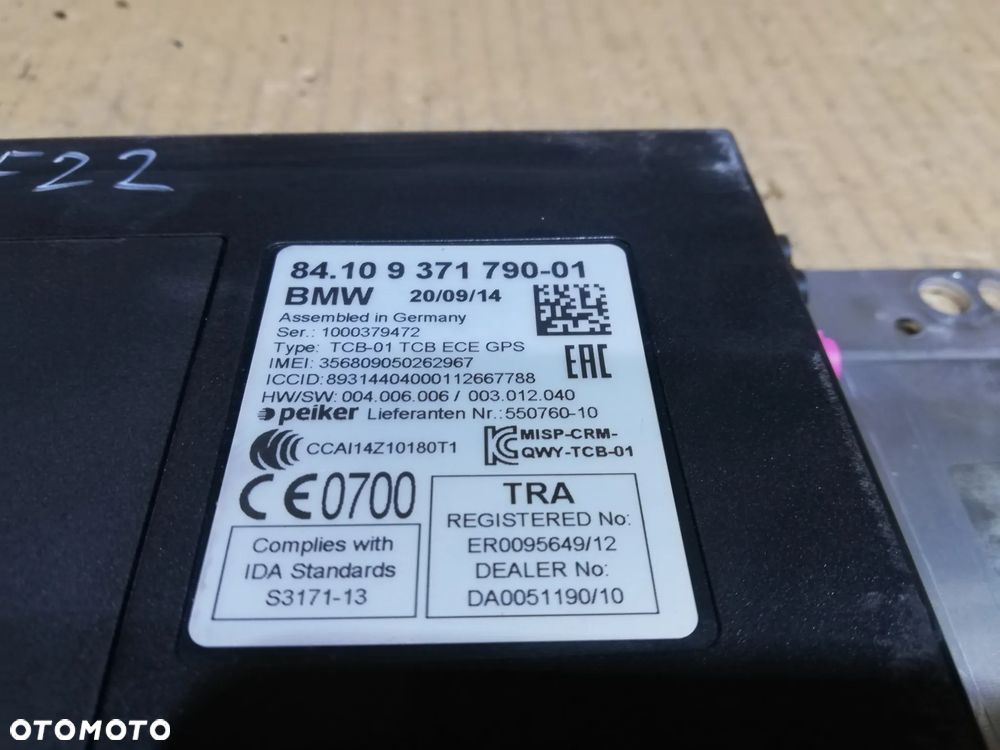 BMW F10 F20 F22 F30 Moduł Telematik 9371790 - 2