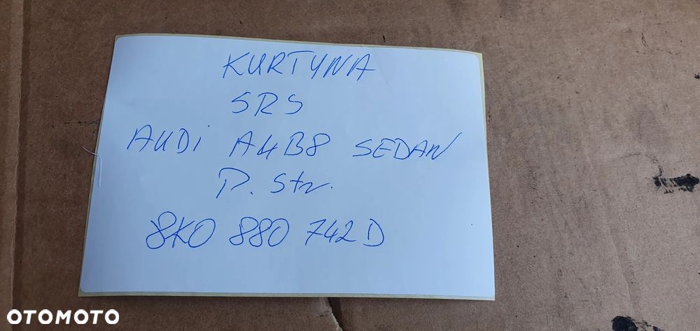 Kurtyna airbag poduszka boczna prawa Audi A4 B8 Sedan 8K0880742D - 8