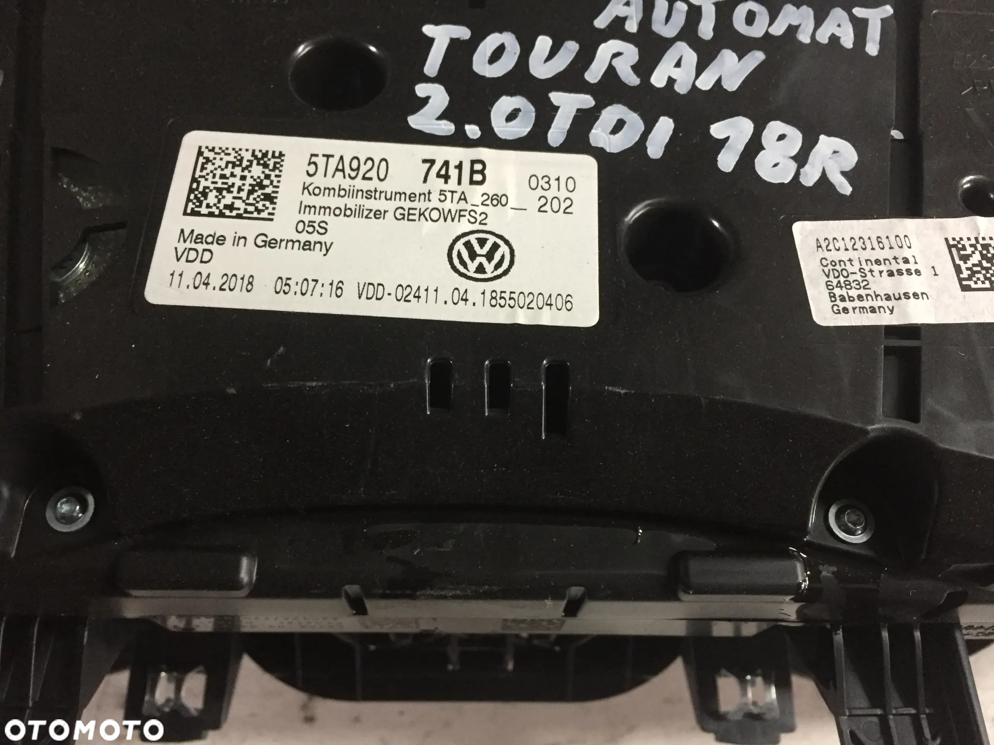 VW TOURAN 18R 2.0 TDI ZESTAW STARTOWY 04L907309P - 4