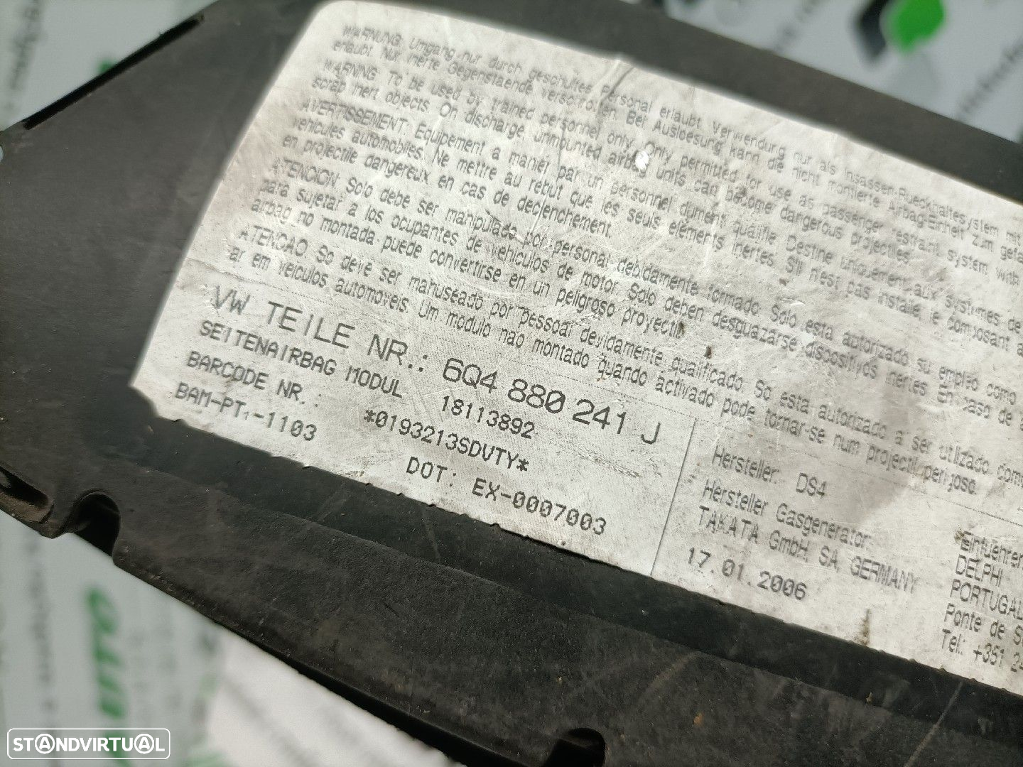Airbag Banco  Volkswagen Polo (9N_) - 4