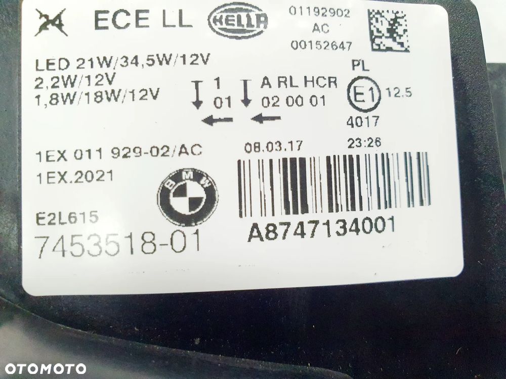 BMW F20 F21 LIFT LAMPA PRAWA PRZÓD FULL LED ORYGINAŁ EU! 7453518 - 8