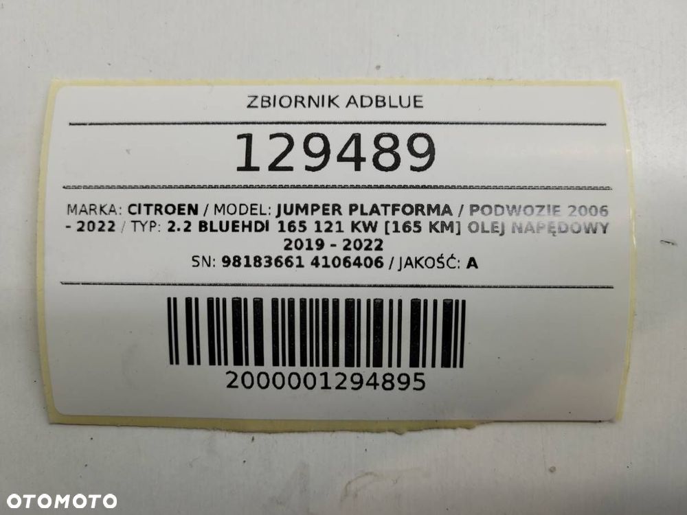 ZBIORNIK ADBLUE POMPA JUMPER PEUGEOT BOXER 2.2 HDI 165KM 4099029AD 7340084 - 15