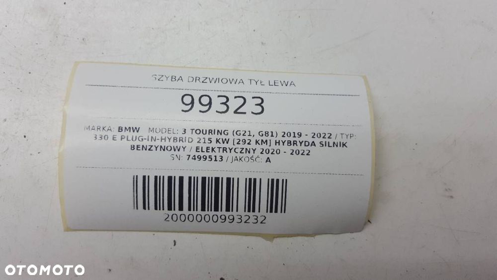 SZYBA DRZWI TYŁ LEWA BMW G21 2021 TRÓJKĄT EU - 5