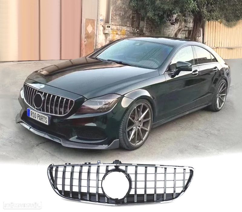 GRELHA FRONTAL MERCEDES CLS C218 W218 X218 14-18 PRETO CROMADO - 1