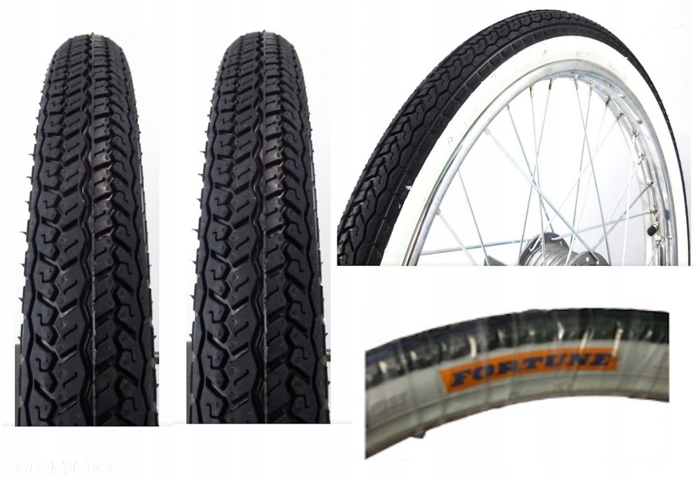 2 x opona dętka 2.25-19 2,25 19 fortune romet komar ryś żak biały pasek