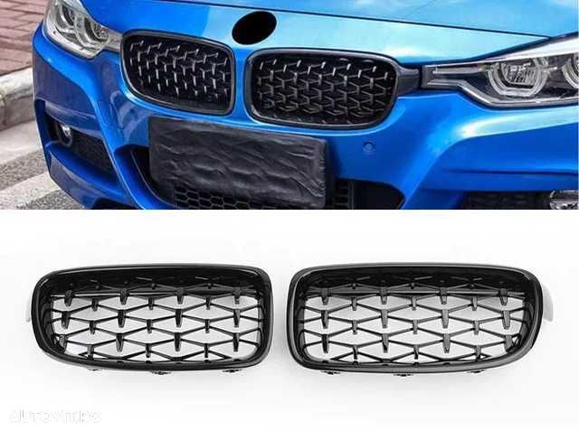 Grile Nari M Diamond BMW F30 F31 Negru Lucios Complet, Grila Dubla - 1