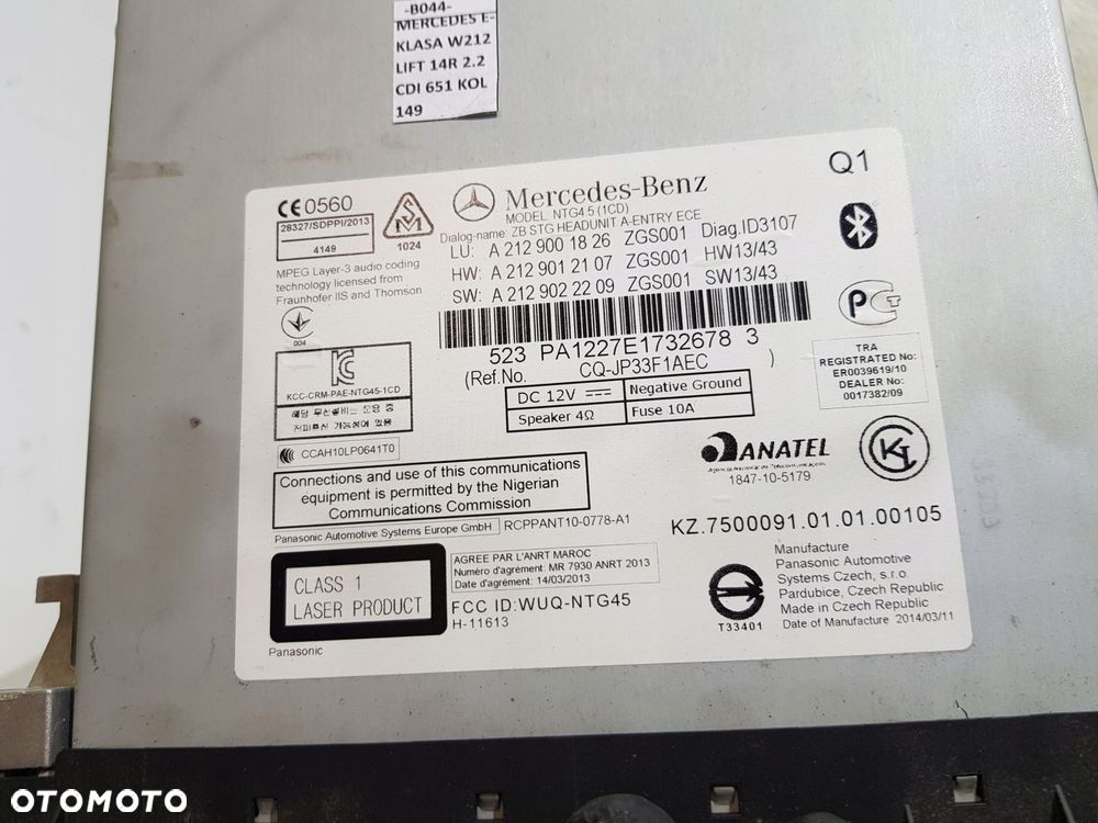 radio nawigacja czytnik a2129001826 mercedes e-klasa w212 lift eu - 12
