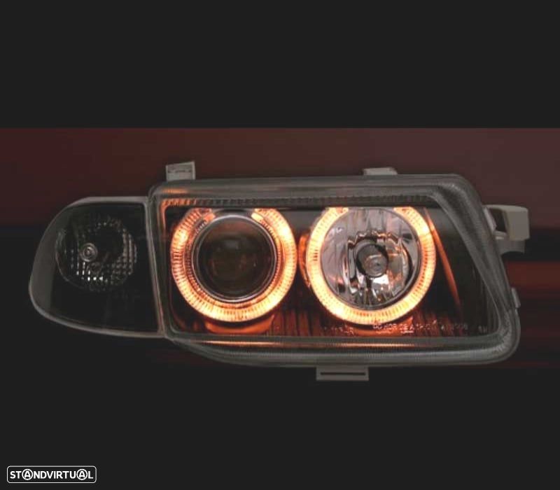 FARÓIS FRONTAIS ANGEL EYES PARA OPEL ASTRA F FUNDO PRETO H1-H7 - 3