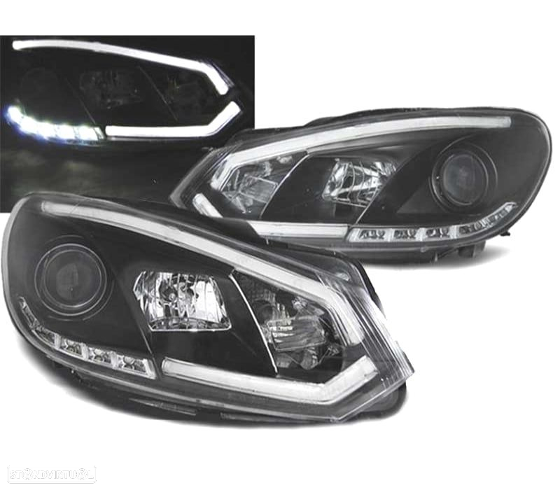 FAROIS FRONTAIS VOLKSWAGEN VW GOLF MK6 08-12 TUBE LIGHT FUNDO PRETO - 3