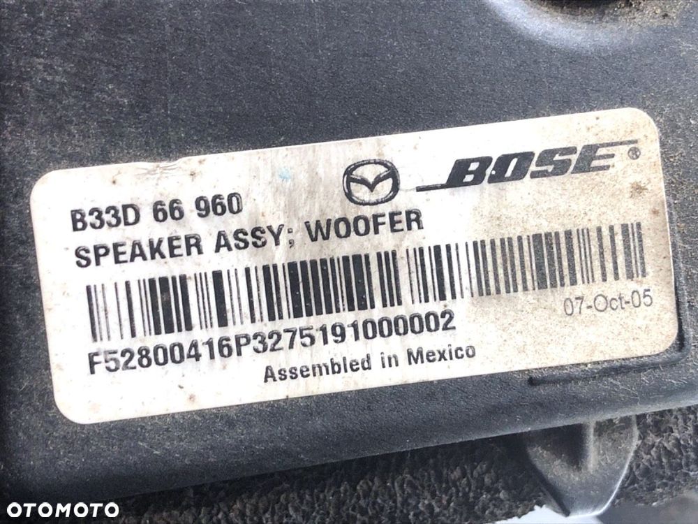 SUBWOOFER  MAZDA 3 (BK) 2003 - 2009 1.6 DI Turbo 80 kW [109 KM] olej napędowy 2004 - 2009 B33D66960 - 4